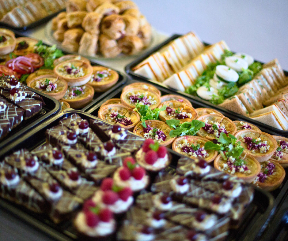 Party food on display inside Sheffield meeting venue Manor Oaks House.
